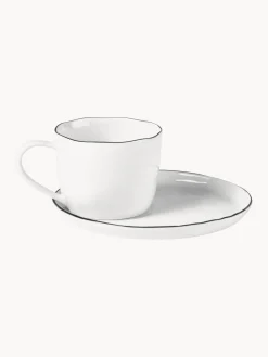 Set de desayuno artesanal de porcelana Salt, 4 comensales (16 pzas.)