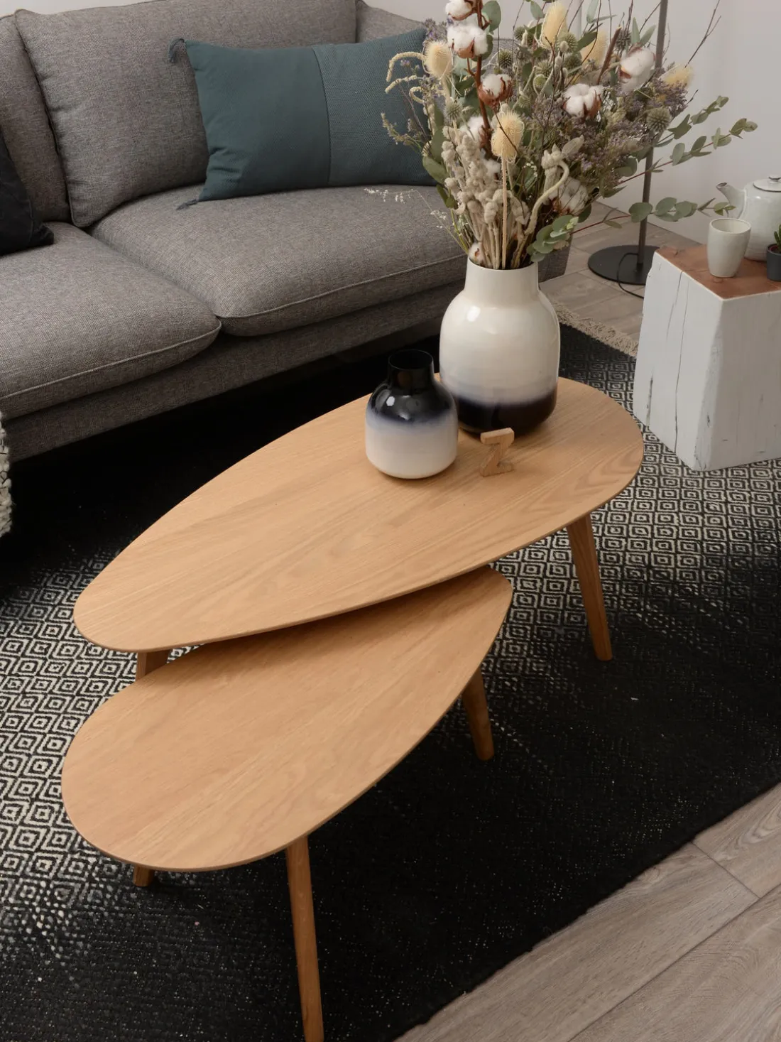 Set de mesas de centro de roble Bloom, 2 uds.