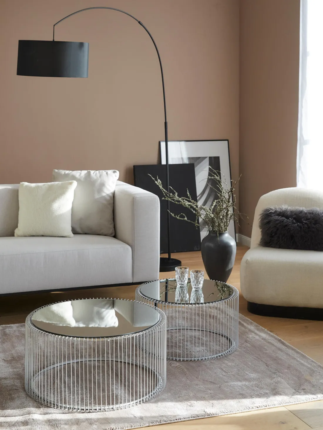 Set de mesas de centro Wire, 2 uds., tablero de vidrio