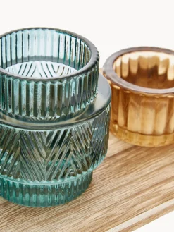 Set de portavelas con bandeja de madera Homa, 6 pzas.