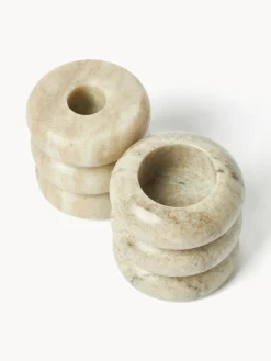 Set de portavelas y candelabros 2en1 de mármol Orta, 2 uds.
