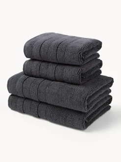 Set de toallas con borde a rayas Luxe, tamaños diferentes