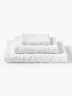 Set de toallas de algodón con relieves Leaf, tamaños diferentes