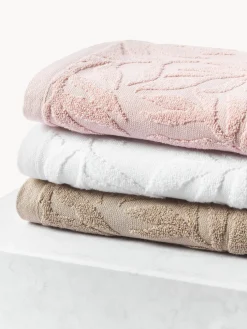 Set de toallas de algodón con relieves Leaf, tamaños diferentes