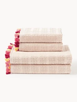 Set de toallas de terciopelo con flecos Tallulah, tamaños diferentes