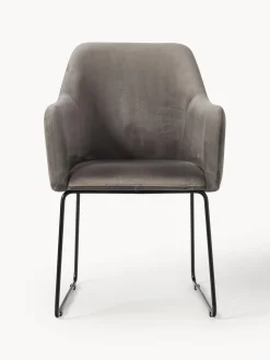 Silla con reposabrazos de terciopelo Isla