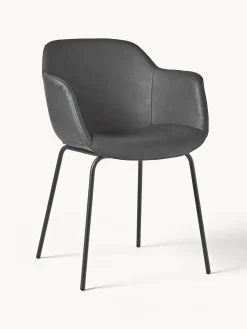 Silla con reposabrazos de cuero sintético Fiji