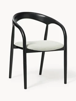 Silla con reposabrazos de madera de fresno y asiento tapizado Camille