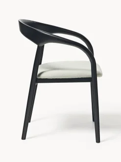 Silla con reposabrazos de madera de fresno y asiento tapizado Camille