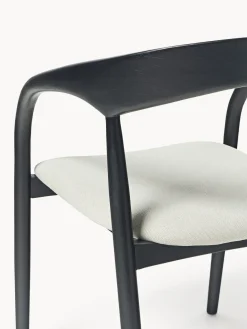 Silla con reposabrazos de madera de fresno y asiento tapizado Camille