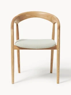 Silla con reposabrazos de madera de fresno y asiento tapizado Camille