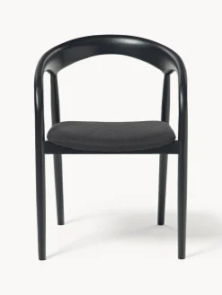 Silla con reposabrazos de madera de fresno y asiento tapizado Camille