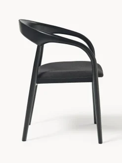 Silla con reposabrazos de madera de fresno y asiento tapizado Camille