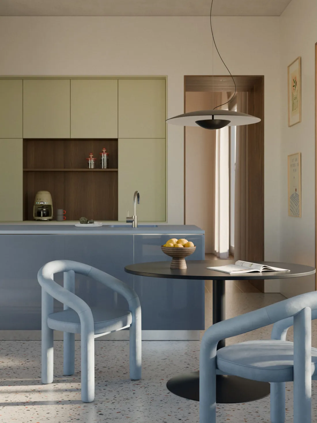 Silla con reposabrazos de terciopelo Calan