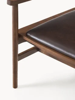 Silla con reposabrazos de madera de fresno y asiento de cuero Hayo