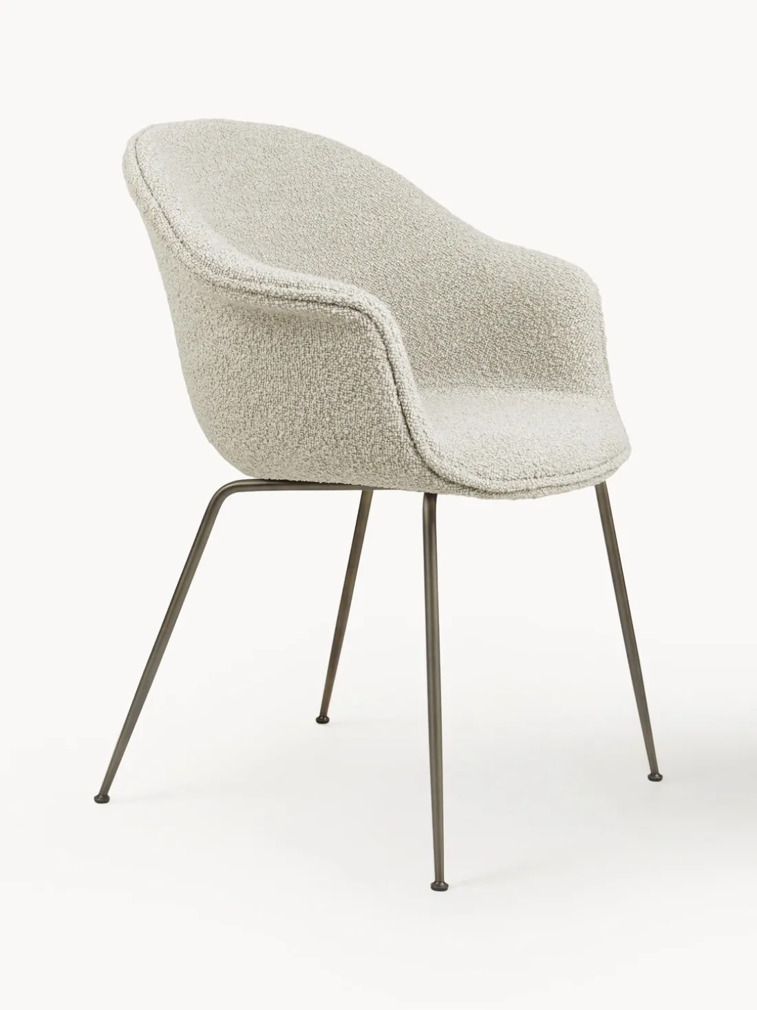 Silla con reposabrazos en tejido bouclé Bat