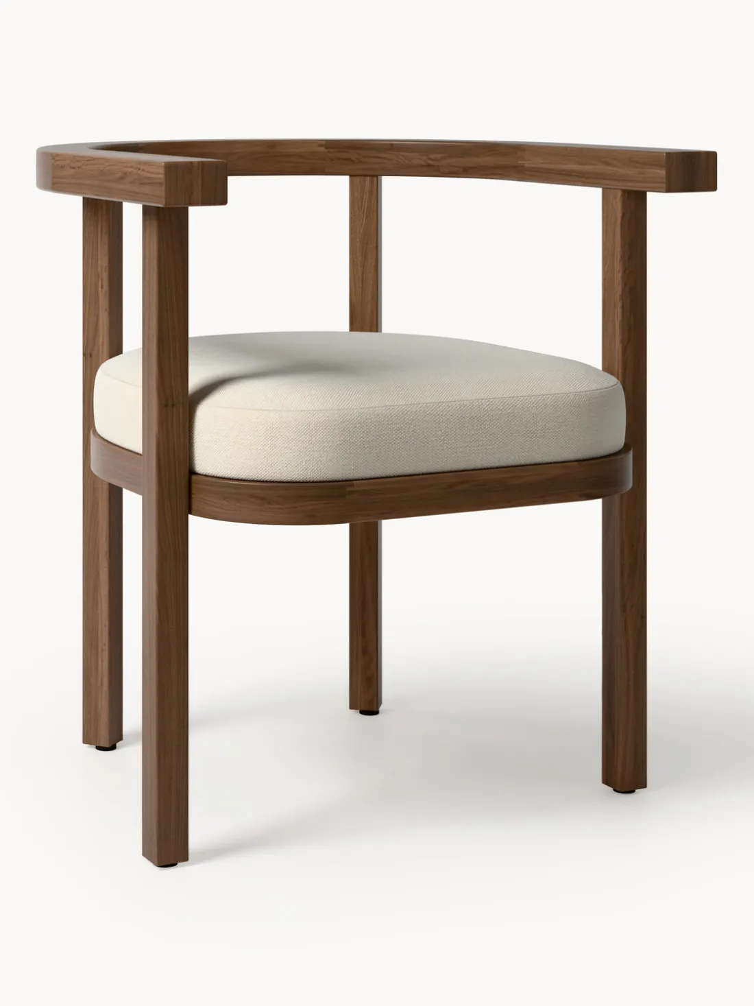 Silla con reposabrazos para exterior de madera de acacia Matheus, con cojín