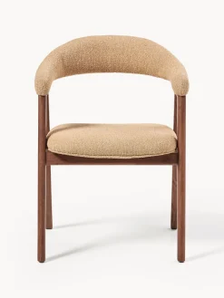 Silla con reposabrazos tapizada en tejido bouclé Nik
