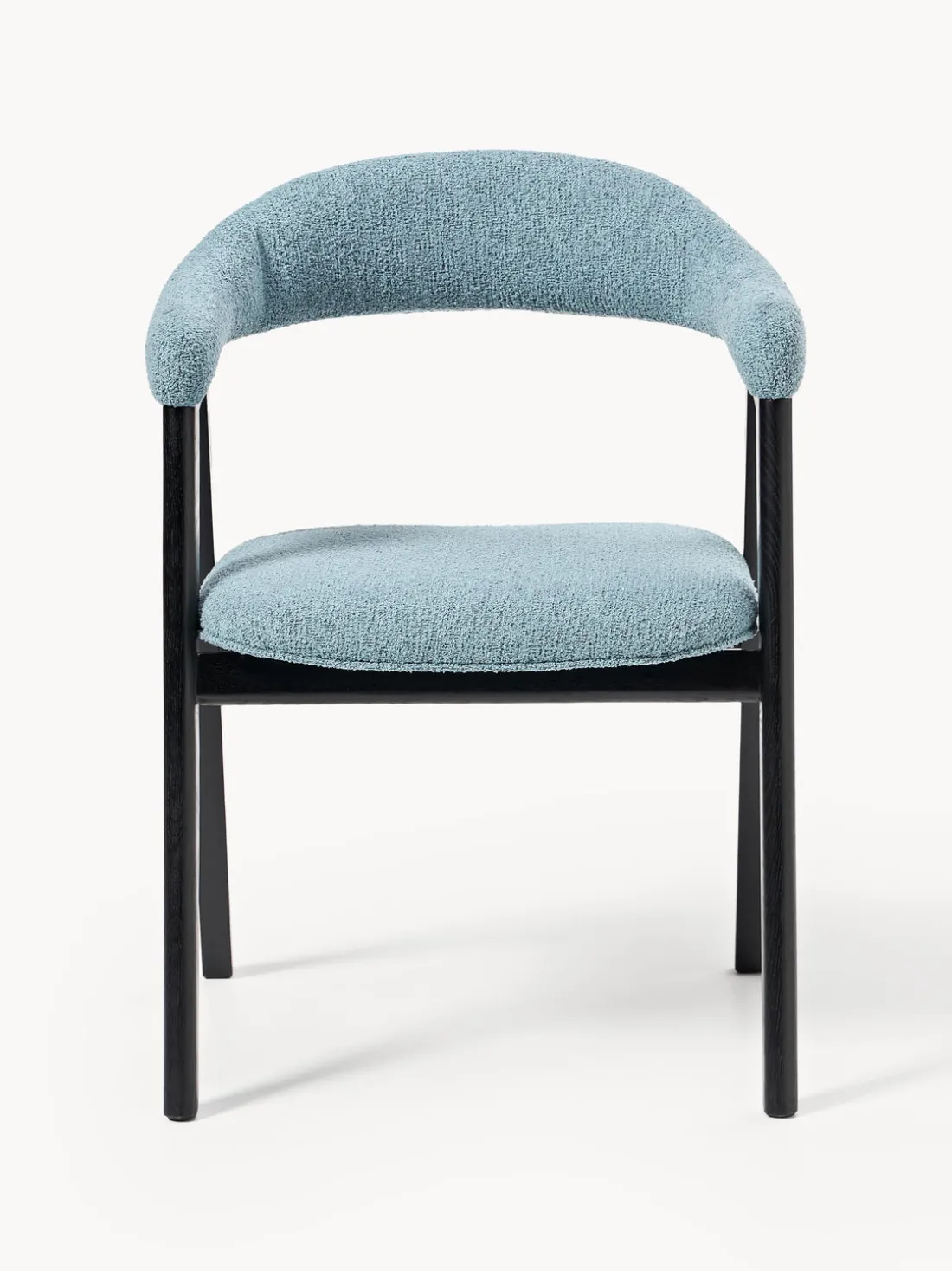 Silla con reposabrazos tapizada en tejido bouclé Nik