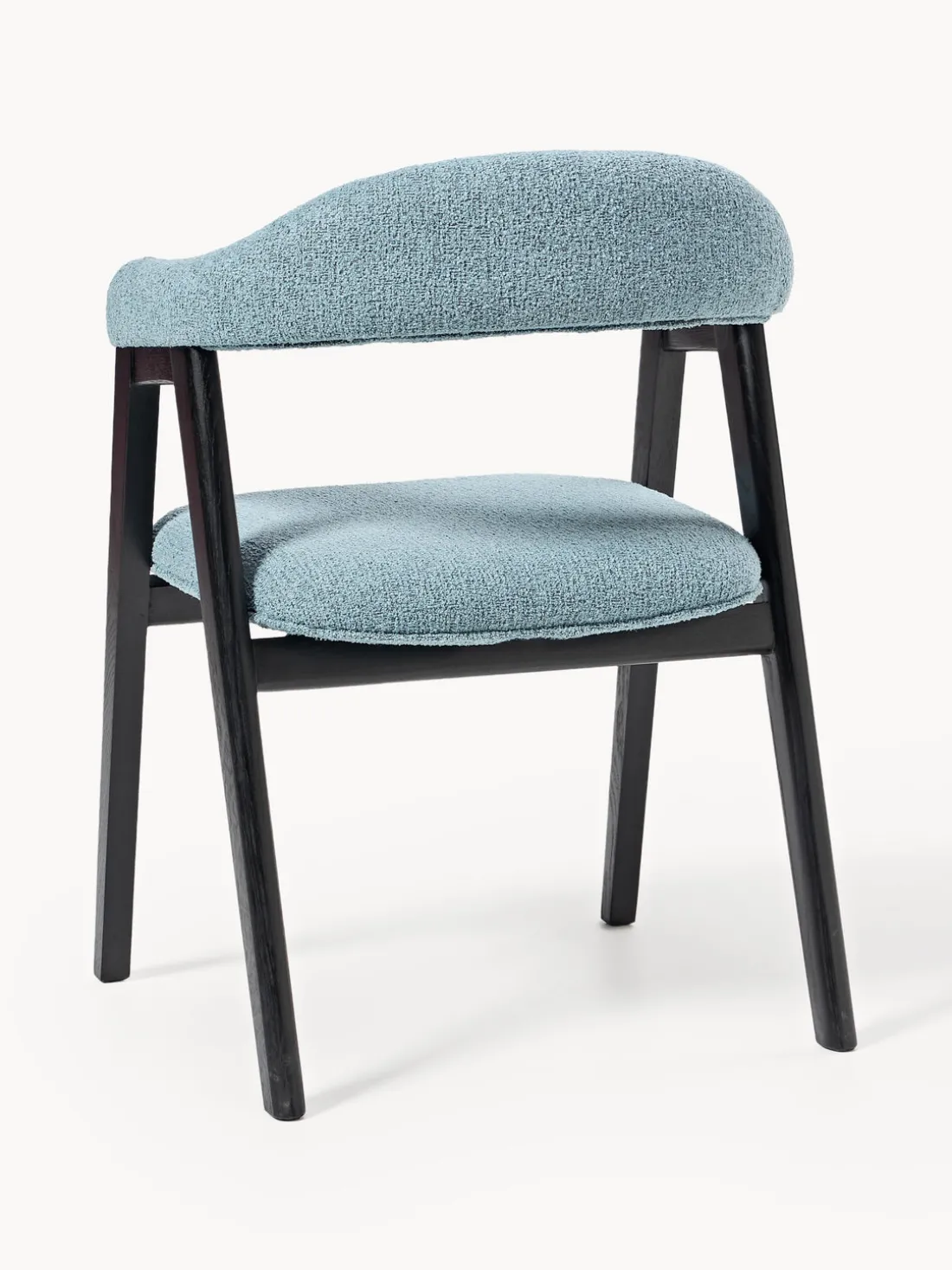 Silla con reposabrazos tapizada en tejido bouclé Nik