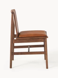 Silla de comedor de madera de fresno con asiento de cuero Hayo