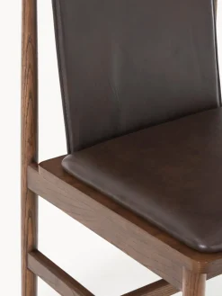 Silla de comedor de madera de fresno con asiento de cuero Hayo