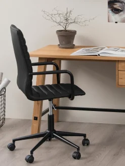 Silla de escritorio de cuero sintético Winslow, ajustable en altura