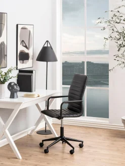 Silla de escritorio de cuero sintético Winslow, ajustable en altura