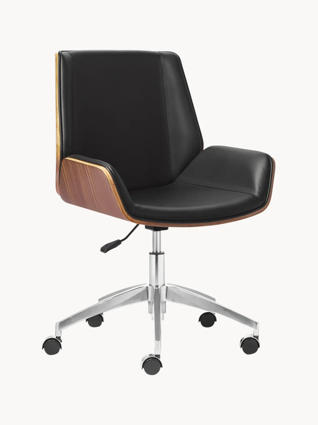 Silla de escritorio de cuero sintético Rouven, altura regulable