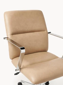 Silla de escritorio de cuero sintético con reposabrazos Reto, altura regulable