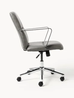 Silla de escritorio de cuero sintético con reposabrazos Reto, altura regulable