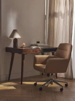 Silla de escritorio de piel sintética con reposabrazos Benson, altura regulable