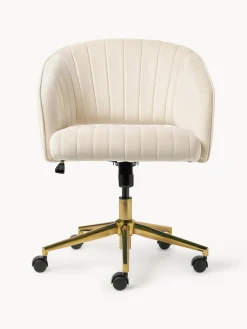 Silla de escritorio de terciopelo con reposabrazos Laria, altura regulable