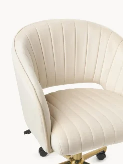 Silla de escritorio de terciopelo con reposabrazos Laria, altura regulable