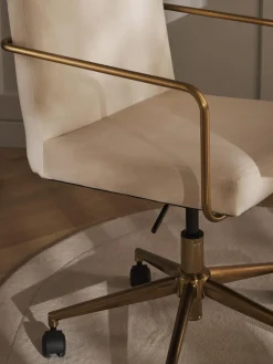 Silla de escritorio de terciopelo con reposabrazos Kashya, altura regulable