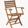 Silla de jardín de brazos de teca York, plegable
