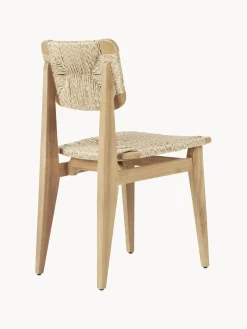 Silla de jardín de madera de teca con asiento y respaldo tejidos C-Chair