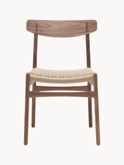 Silla de madera con asiento tejido a mano CH23