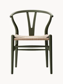 Silla de madera con asiento tejido a mano CH24