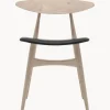 Silla de madera con asiento de cuero CH33P
