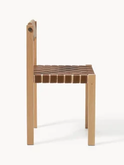 Silla de madera con asiento de cuero Liza