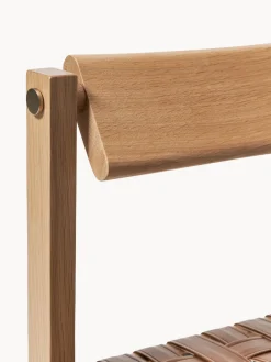 Silla de madera con asiento de cuero Liza