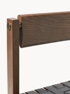 Silla de madera con asiento de cuero Liza