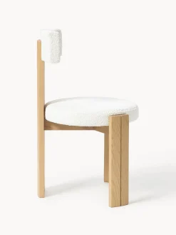 Silla de madera con tapizado bouclé Katya