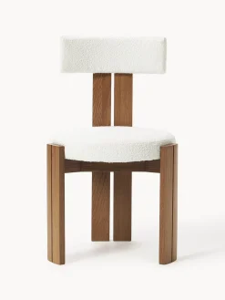 Silla de madera con tapizado bouclé Katya