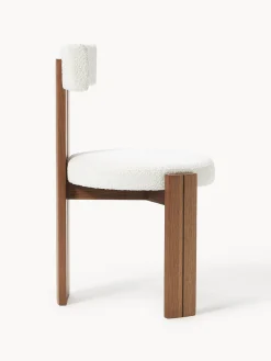 Silla de madera con tapizado bouclé Katya