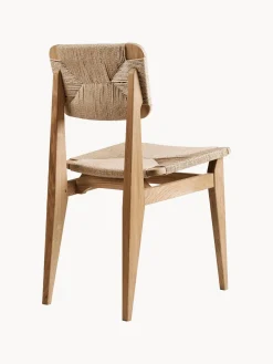 Silla de madera de roble con asiento trenzado C-Chair
