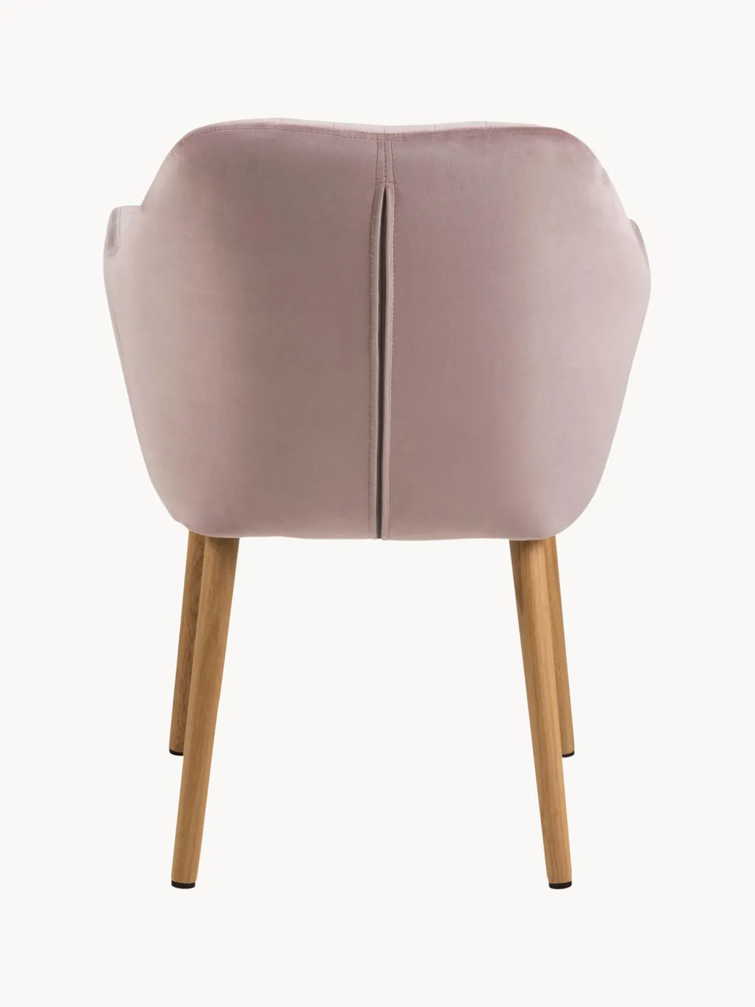 Silla de terciopelo con reposabrazos y con patas de madera Emilia