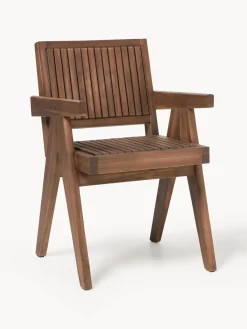 Silla para exterior con reposabrazos de madera de acacia Sissi