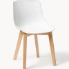 Sillas de plástico con patas de madera Dave, 2 uds.